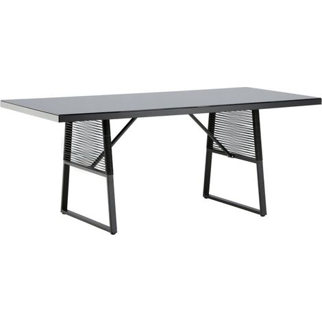 Table de Jardin en Verre "Dallas" 193cm Noir (1/5)