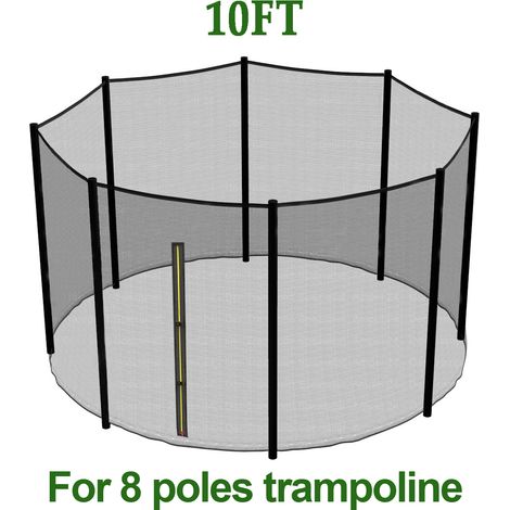 Greenbay Replacement Trampoline Safety Net Enclosure Surround Netting, 10FT - 8 Pole