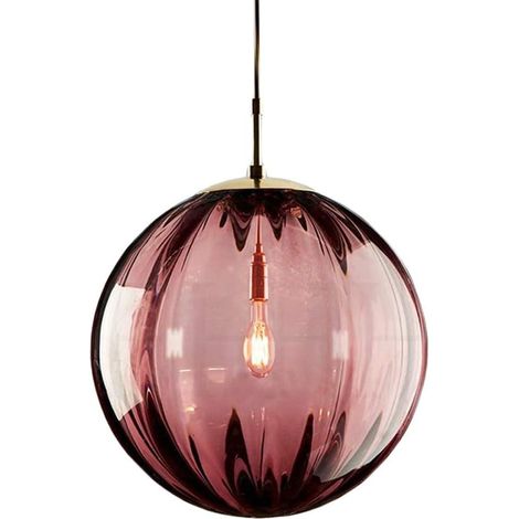 Lampe à Suspension en Verre Boule, Lampe Suspension Table Salle à Manger Réglable, Suspensions Luminaire en Verre Industrielle, E27, Ø20cm, Rouge (1/5)