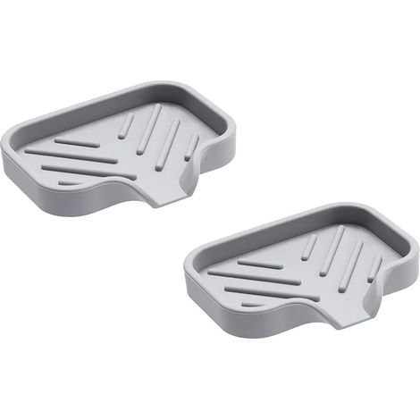 Support Pour Savon Et Éponge - Bac À Égouttement En Silicone Souple - Pour Évier Cuisine Ou Salle De Bain - Lot De 2 (1/5)