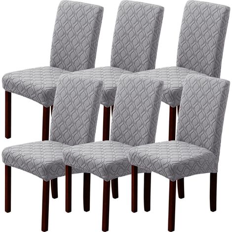 Stuhlhussen 6er Set, Stretchbezug für Schwingstühle, abnehmbar, waschbar, hellgrau (1/5)