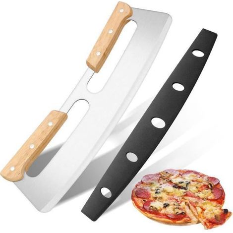 Ciseaux À Pizza - Lame En Acier Inoxydable 430 - Double Manche En Bois - Pour Pizzas De 14 Pouces - Lot De 2