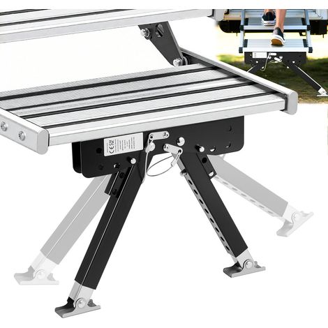 Mophorn Estabilizador de escalón para autocaravanas, soporte ajustable en altura de 76,2 a 381mm, fabricado en acero con recubrimiento en polvo, ideal para caravanas, remolques y vehículos recreativos