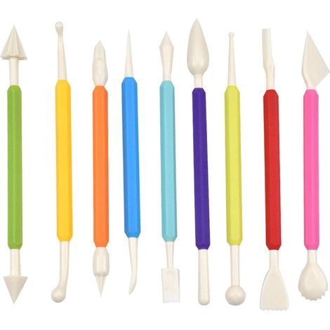 Jinlaili Outils de Modelage pour Patisserie, 9 Pcs Outils de Modelage Fondant, Outils de Décoration de Gateaux, Outils de Sculpture en Pate à Modeler Polymère, Outils de Modelage pour Pate à Sucre, (1/3)