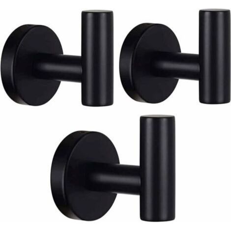 Lot de 3 crochets pour serviettes de bain, crochets pour manteaux noirs mats, crochets pour vêtements, acier inoxydable SUS 304 (1/5)