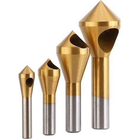 Titanium Coated Countersunk Hole Chamfering Tool Deburring Drill Bit Taper Hole Cutter Steel Tool Set Metal Wood Drill Bit Chamfering Tool (1/5)