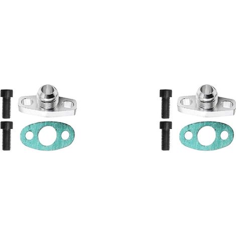 Kit adaptateur de bride de retour d'huile turbo AN10 (2 pièces), compatible Garrett GT28, GT30, GT35 et T25, avec boulons M8x1,25 mm (argenté). (1/5)