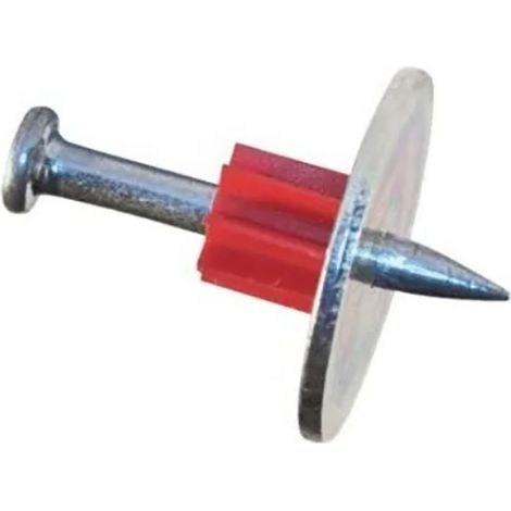 Kit de clous en acier avec rondelle et goupille de fixation robuste pour plafonds et murs en béton. (1/5)
