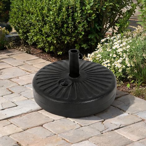 Socle de parasol rond noir avec tube en acier galvanisé (1/5)