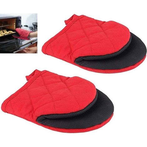 1 paio di guanti da forno corti in silicone resistenti al calore fino a 500 gradi, superfici antiscivolo e guanti con passante per appendere, per cucinare al forno o al barbecue, lavabili in lavatrice (1/4)