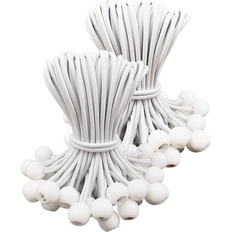 100x Spanngummis mit Kugel 15cm Weiß - Planenspanner für Camping, Zelte, Garten (1/5)