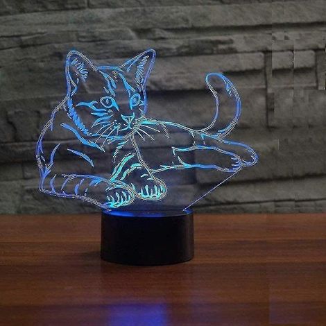 Veilleuse tactile 3D Chatons, lampe de bureau à illusion d'optique, 7 couleurs changeantes, décoration intérieure, cadeau de Noël ou d'anniversaire (1/5)