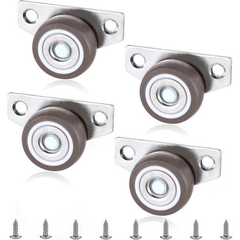 Set de 4 roulettes latérales – 3,2 cm – Extra-plates – Non pivotantes – Meubles, tiroirs, plateaux, lits gigognes (1/5)
