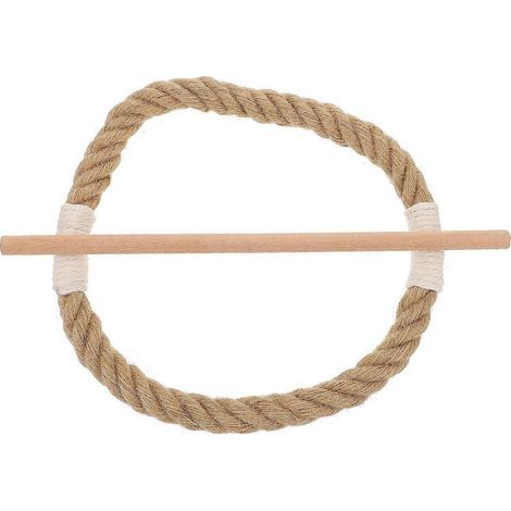 Raffhalter aus Hanfseil, elegante Gardinenhalterung (Holzfarbe) – 22 x 22 x 2,3 cm (1/3)