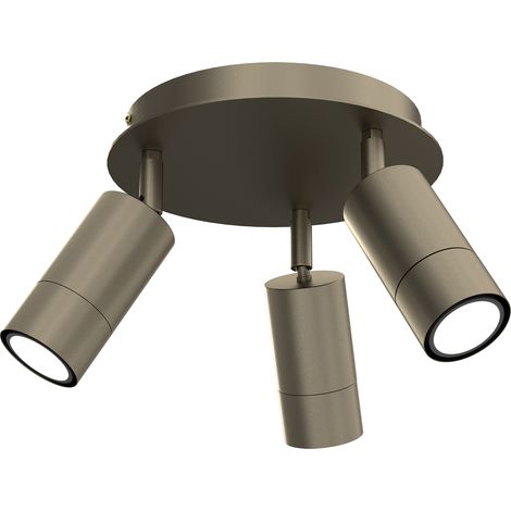 Plafonnier 3 spots orientables rond or GU10 8W Luminex