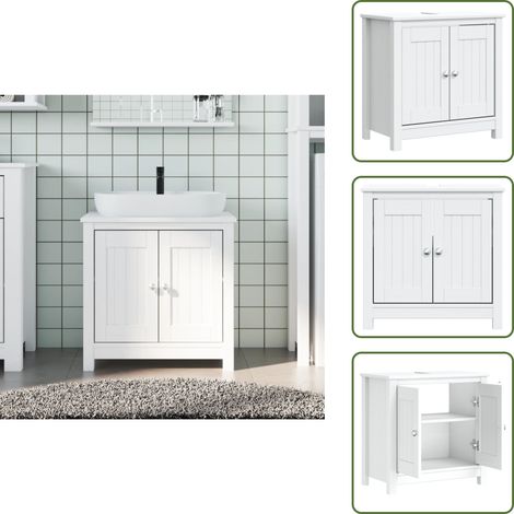 Rangement salle de bain - vidaXL Meuble de salle de bain BERG blanc 60x34x59 cm bois pin massif - Meuble en bois (1/5)
