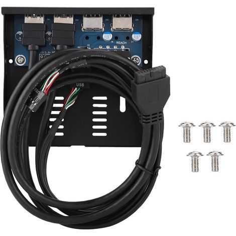 Panneau avant de lecteur de disquette USB 3.0 + USB 2.0 à 4 ports, 3,5 pouces, 19 broches T9, haute vitesse (1/5)