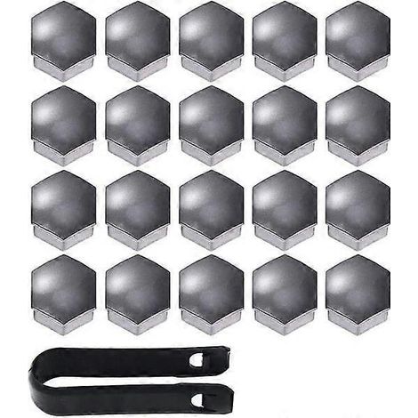 20 cache-écrous de roue gris de 17 mm, avec kit de démontage pour voiture (1/5)