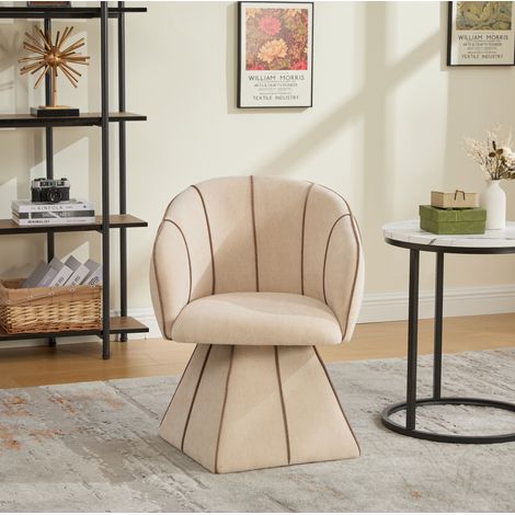 Fauteuil pivotant 56x54x74,5 cm camel, dossier haut ergonomique, tissu chenille MEUBLIV (1/5)