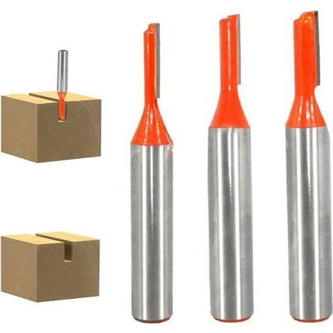 8mm Fraise Droite Defonceuse. 3 pièces Fraises à Défoncer Carbure De Tungstène Mèche de Rout Droite à Simple Flûte Fraise à Bois-3mm/4mm/5mm (1/4)