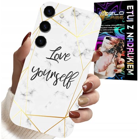 Coque pour Samsung Galaxy S23 Plus - Marbre blanc avec bordures dorées - Je t'aime (1/5)