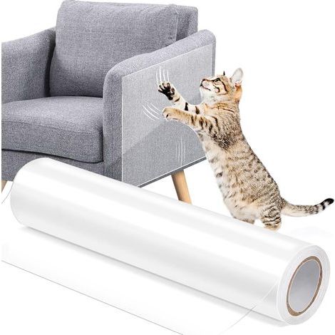 Rolle kratzfestes Klebeband (40 cm x 3 m), transparentes PVC mit Katzenmotiv, Möbelschutz für Sofa und Tür (1/5)