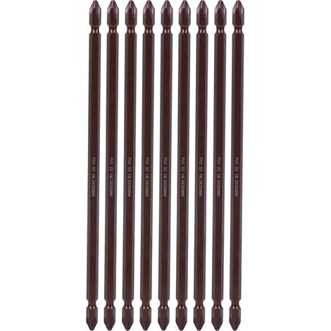 Lot de 10 embouts cruciformes magnétiques H6.3 x 200mm PH2, double extrémité, long, pour outils de bricolage. (1/5)