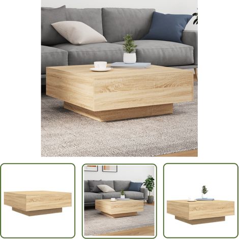 The Living Store Couchtisch Sonoma-Eiche 80x80x31 cm Holzwerkstoff - Couchtisch - Wohnzimmer Dekoration - Holzwerkstoff Möbel - Esszimmertisch - Sofa Tisch (1/5)