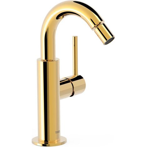 TRES 26222402OR STUDY Grifo Monomando con Maneta Lateral para Bidé Color Oro 24K - ref: 26222402OR