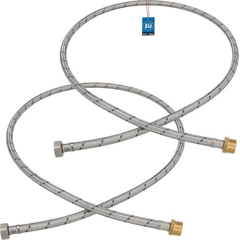 KOTARBAU® Lot de 2 Flexible Robinet 1/2" x 1/2" - Flexible Eau - Tuyau Robinet 140 cm - Mâle x Femelle - Rallonge Robinet Cuisine Flexible - Acier Inoxydable - Tuyau Flexible Plomberie (1/4)