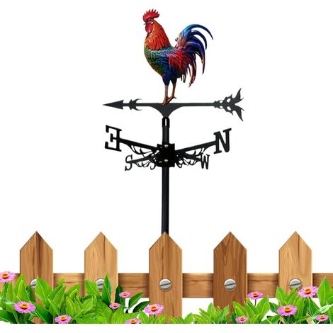 Weather Vane - 12.6x1.18x22.44 inches Decorative Rooster Yard Ornament, Roof Mount Wind Direction Indicator with Rustic Farmhouse Style Design, Durable Outdoor Weather Vane Sculpture (1/5)