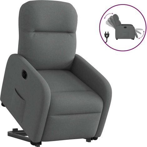 Relaxsessel mit Aufstehhilfe Elektrisch Dunkelgrau Stoff