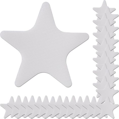Relaxdays Set of 30 Anti-slip Stickers, Bathtub Adhesive, Textured, Starfish, Non-slip Shower Pads, Plastic, Transparent