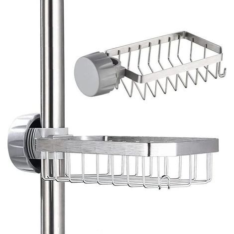 Porte-savon mural sans perçage pour douche – Support inoxydable réglable pour shampoing, compatible tringles 20–32 mm (1/4)