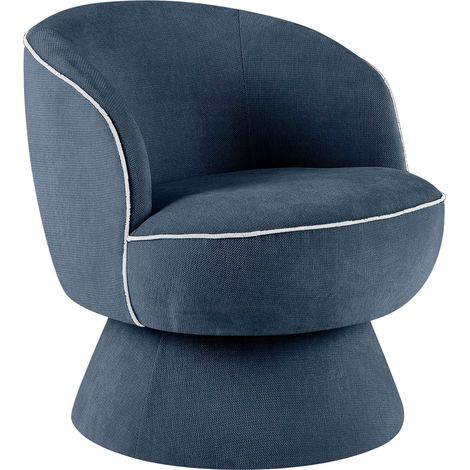 Fauteuil pivotant en tissu bleu foncé (1/5)