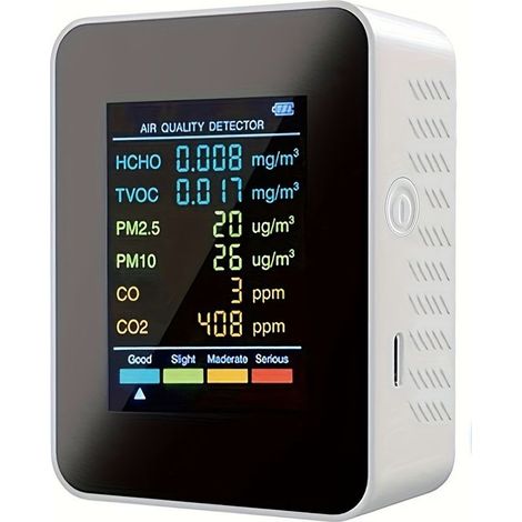 Luftverschmutzungsmonitor, 6-in-1-Infrarotsensor für Innenräume, Feinstaubdetektor (PM2,5/PM10/PM1,0) für Zuhause (1/5)
