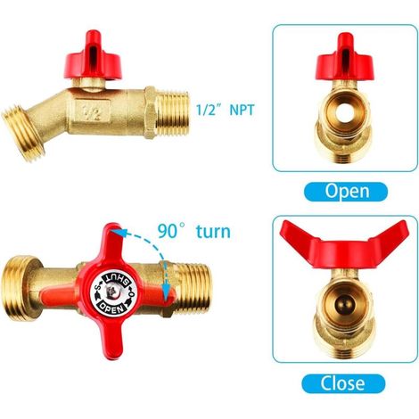 Adaptateur de réservoir fourre-tout 2" filetage fin, raccords fourre-tout IBC 60 mm entrée NPT mâle 1/2" × filetage GHT mâle 3/4", connecteur de tuyau d'arrosage pour remplacer les pièces de valve (1/4)