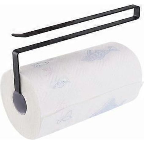 Porte-rouleau de cuisine - Porte-rouleau de papier toilette - Porte-rouleau - Acier - Noir - Sans perçage - À suspendre - 26 x 11,5 x 1,3 cm (1/4)