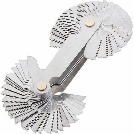 Calibrador de roscas métrico e imperial de 55°/60° Acero inoxidable Comprobación de roscas en torno de metal Dispositivo de bloqueo (1/5)