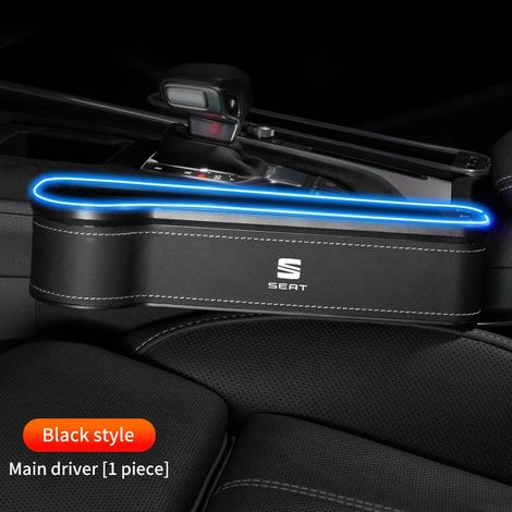 (Pour noir gauche) Boîte de rangement pour espace de siège de voiture Boîte de rangement en cuir Accessoires pour SEAT Ibiza Arona Ateca Cordoba Alhambra Mii Tarraco Leon Altea (1/5)