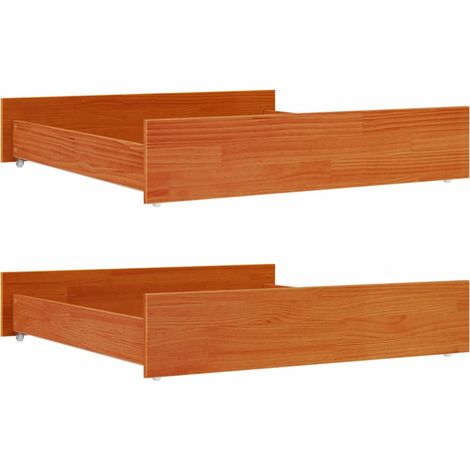 vidaXL Cassetti per Letto 2pz Marrone Cera in Legno Massello di Pino
