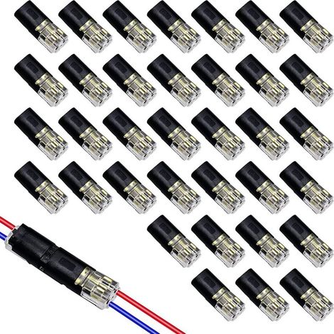 Lot de 40 Connecteurs Électriques Étanches 2 Fils 12V, Bornes Rapides pour Câbles 18-22 AWG, Kit Raccordement Auto Moto (1/5)