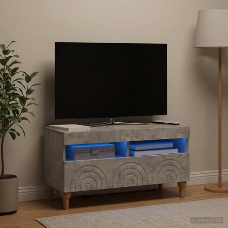 Meuble TV LED Gris béton Bois d'ingénierie (1/5)