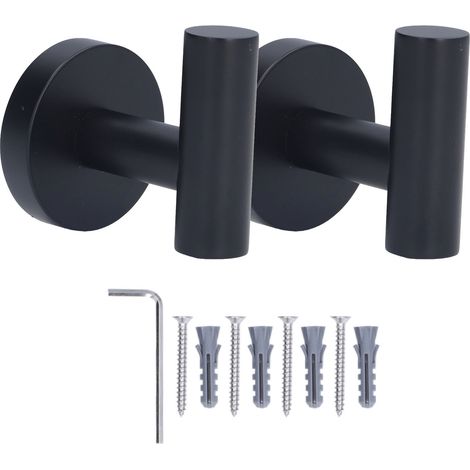 schwarze Handtuchhaken, Wandmontage, kompaktes und stabiles Design, Badezimmerzubehör (1/5)