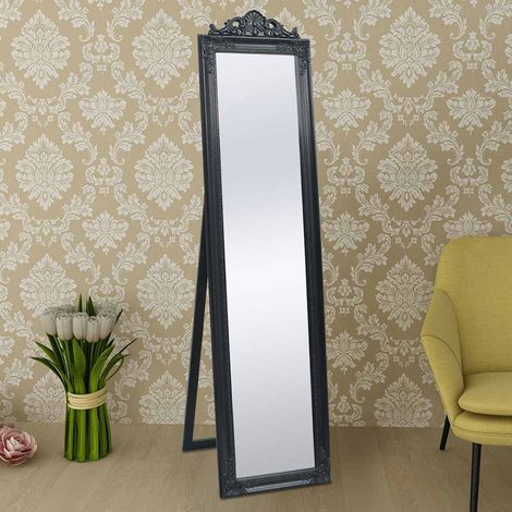 Specchio Autoportante Stile Barocco 160x40 cm Nero vidaXL