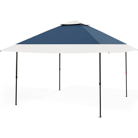 Tonnelle de jardin pliante 3,65 x 3,65 M, Pop Up Gazebo, Tente de Canopée, Moustiquaire, Rapide, 4 Sacs de Sable, Bleu et Gris (1/5)
