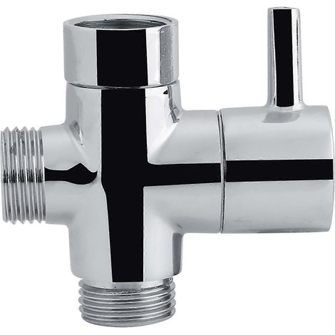 Robinet d'arrêt/dérivation en T à 3 voies pour douche, WC, bidet, adaptateur d'eau, couleur chromée (1/4)