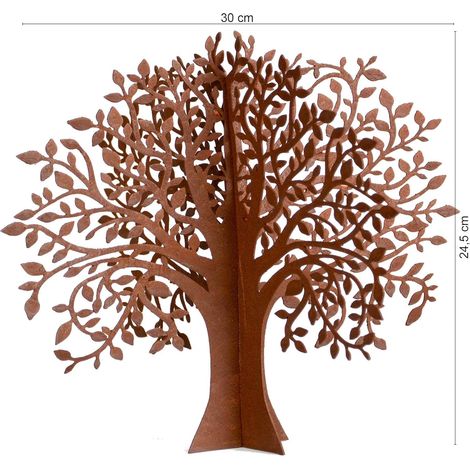 Arbre décoratif, en métal, pour jardin, table, aspect rouille élégant, avec 2 éléments enfichables, (petit) (1/5)