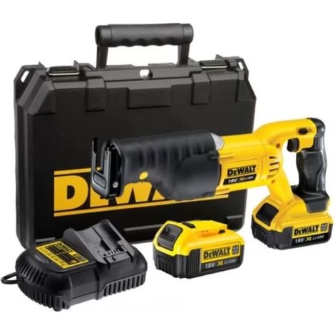 Dewalt – Scie sabre sans fil 18V avec 2 batteries 4Ah – Moteur Brushless – Cadence de coupe 2950 cps/min – Pour bois dur et teck