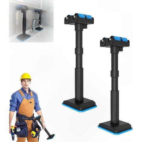 Cadre de lit à pieds télescopiques réglables pour le support d'armoires et la solution d'alignement des carreaux (bleu) (1/5)